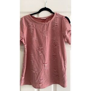 Distressed Pink Women's Top